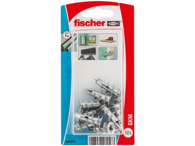 Fischer 505373, Skruekrog og vægstiksæt, Gipsfiberplader, 31 mm, 4 mm, 5 mm, 10 stk
