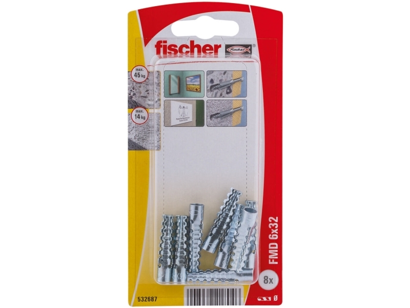 Fischer 532687, Dübel, Mauerziegel, Beton, 32 Mm, 6 Mm, 3,8 Cm, 8 Stück(E)