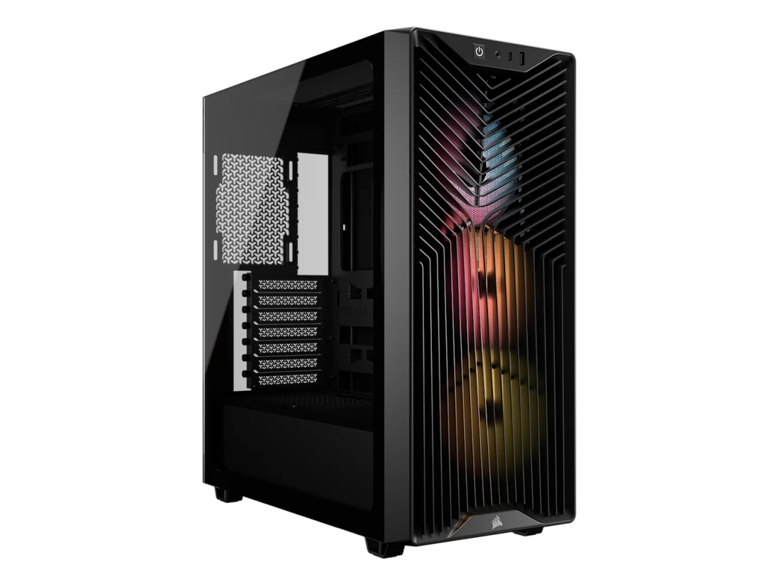 Corsair 3200D Rs Argb Mid-Tower Pc Case, Midi Tower, Pc, Schwarz, Mini-Itx, Micro Atx, Atx, Stahl, Gehärtetes Glas, Kunststoff, Gaming