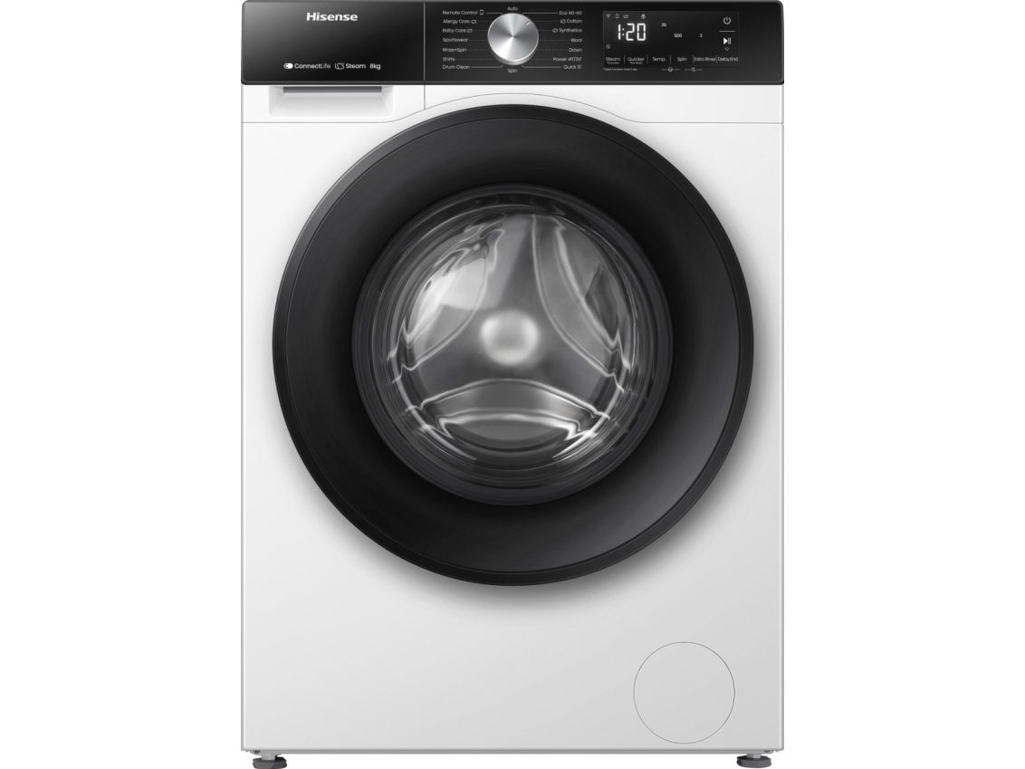 Hisense Vaskemaskine WF3S8043BW3 BK070, Front-læsning, 8 kg, B, 72 dB, 1400 rpm, A