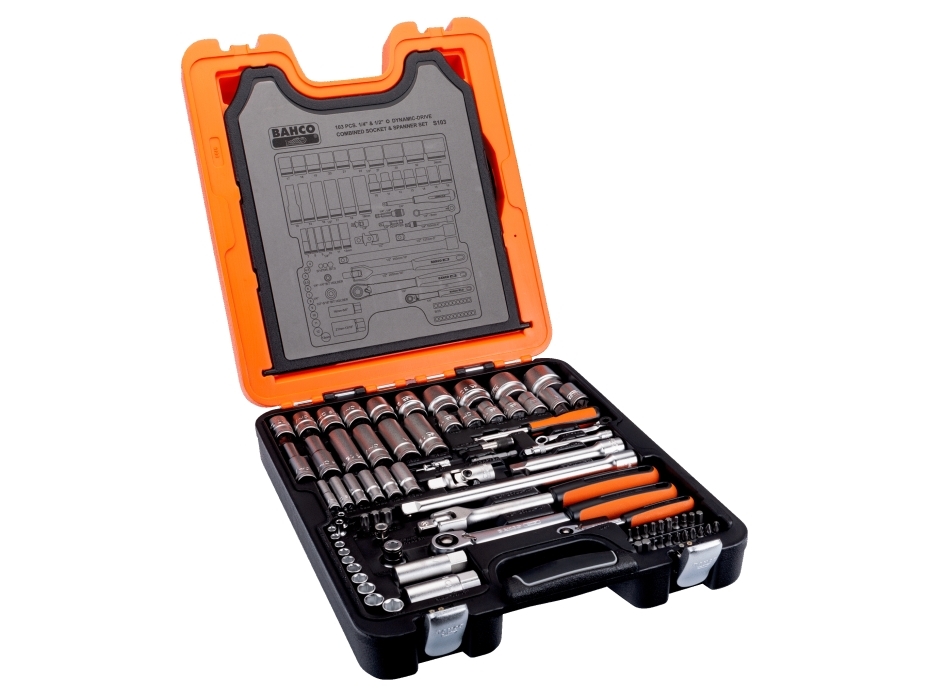 BAHCO Huippuavaimensarja 1/4+1/2 103 osaa, sisältää pitkän ja lyhyen huipun