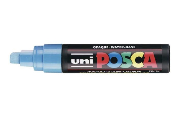 Posca Uni Pc-17K, 1 Stk, Blå, Mejselspids, Sort, Blå, 1,5 Cm, Vandbaseret Blæk