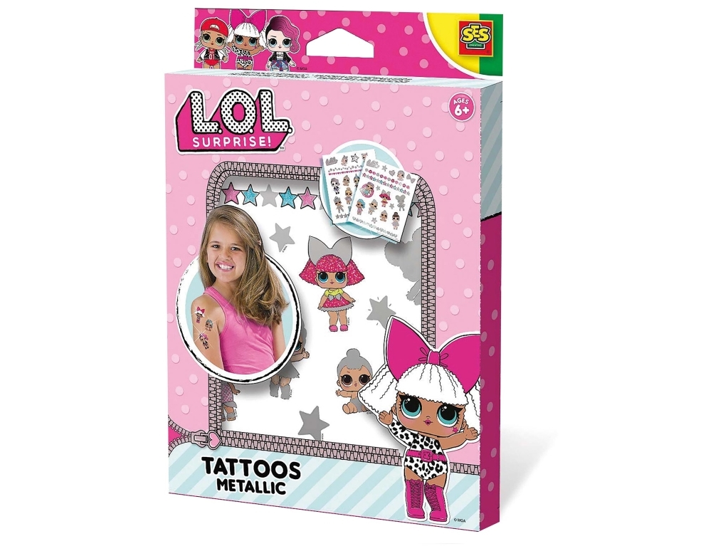 SES Creative L.O.L. Tattoos metallic, Tatueringsset för barn, 6 År, Multifärg | Leksaker - Rollek - Smink och hår | GameStuff