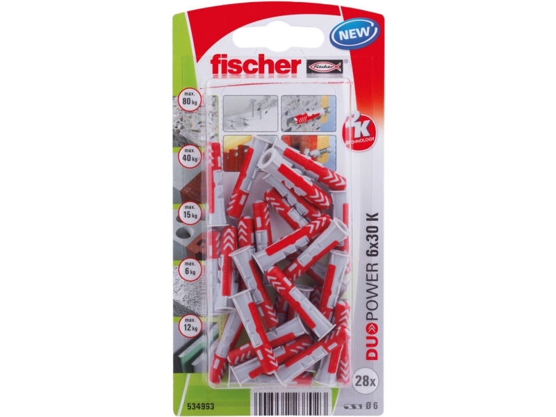Fischer 534993, Schrauben- & Dübelsatz, Mauerziegel, Beton, 30 Mm, 6 Mm, 4 Cm, 4 Mm