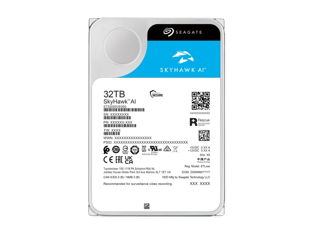 Seagate SkyHawk AI - Hårddisk - 32 TB - inbyggd - 3.5 - SATA 6Gb/s - buffert: 512 MB - med 3 års Seagate Rescue Data Recovery | Datorer & Surfplattor - Servertillbehör - Hårddiskar | GameStuff
