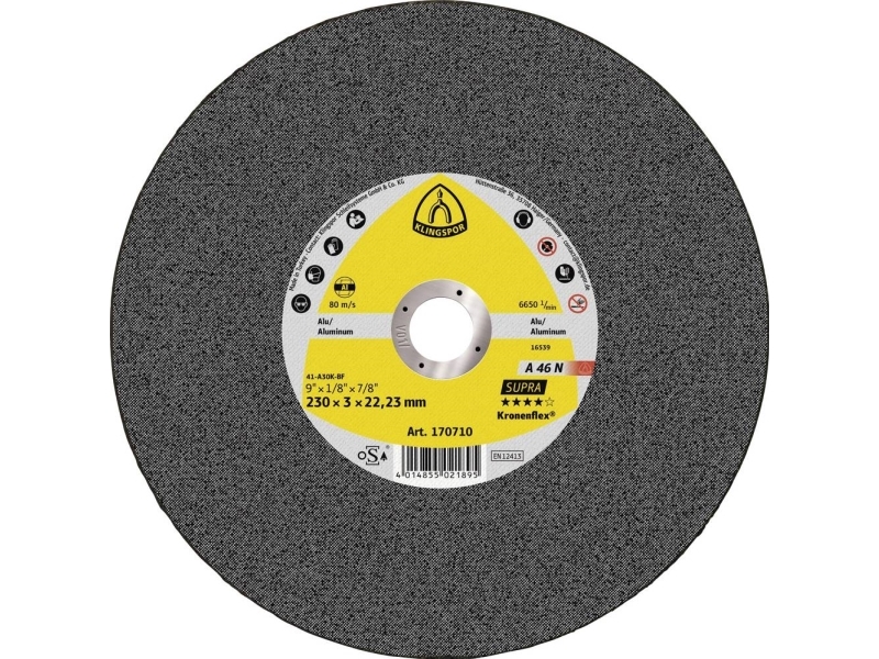 Klingspor skæreskive til aluminium 230mm x 3,0mm x 22,2mm A46N