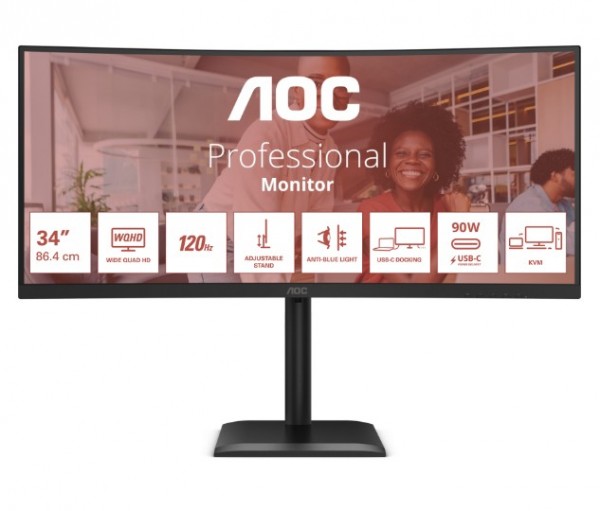 Aoc Cu34e4c Skærm 34" 3440 X 1440 (Sort)