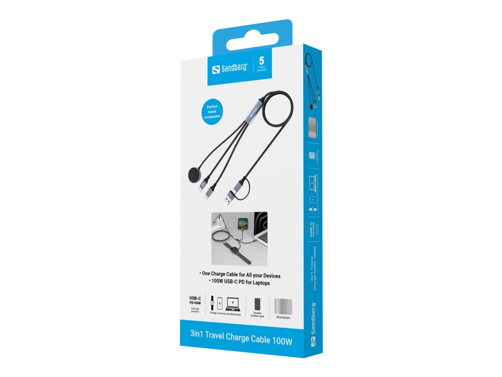 Sandberg 441-69, 1,2 m, USB A/USB C, Sort