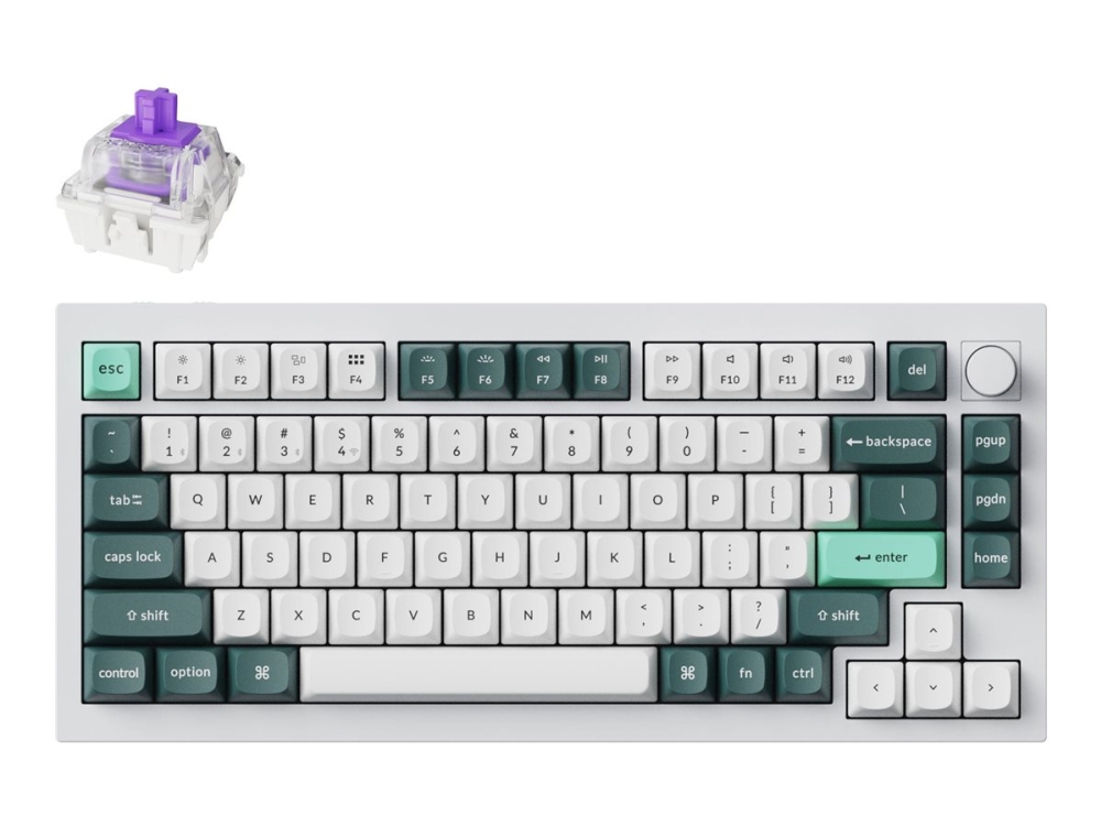 Keychron Q1 He - Tastatur - Qmk Custom, Fully Assembled Knob - 75% - Bagbelyst - Trådløs - 2.4 Ghz, Bluetooth 5.1, Usb-C - Tastkontakt: Gateron Doubl