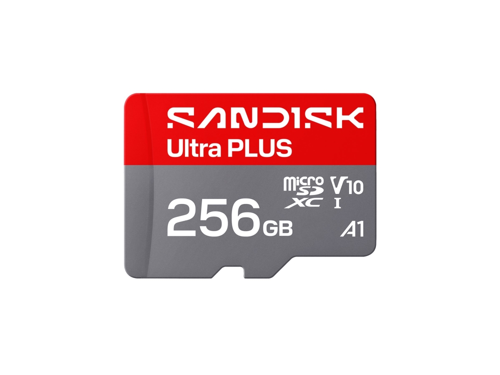 SanDisk Ultra PLUS - Flashhukommelseskort - 256 GB - A1 / Video Class V10 / UHS-I U1 / Class10 - microSDXC UHS-I