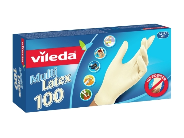 Vileda Multi Latex 100, Engangshandsker, Beige, M/L, 100 stk, 100 stk, CE, WEEE