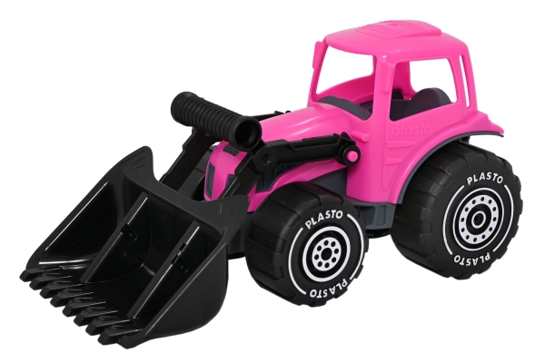 PLASTO Tractor with frontloader. Pink. 32 cm