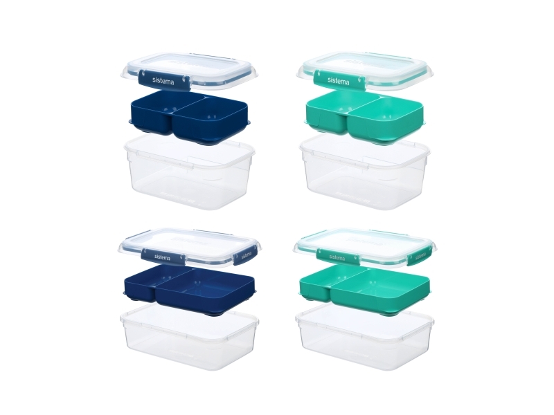Sistema Madkasser - 4-pak - Stax To Go - Blå/Turkis
