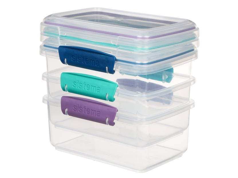 Sistema - 1L rektangulære opbevaringsbeholdere med detaljer (3-pak)