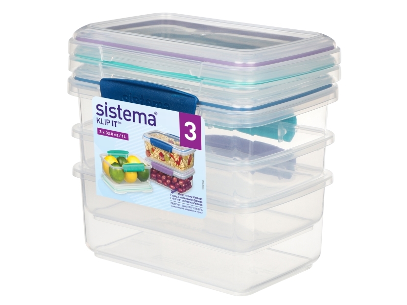 Sistema - 1L rektangulære opbevaringsbeholdere med detaljer (3-pak)