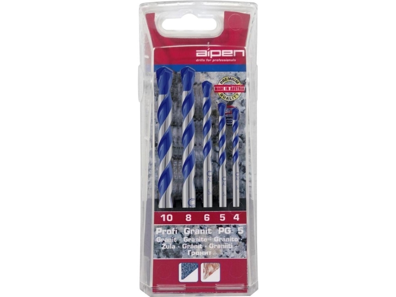 Alpen 25700005100 Granitbohrer-Set 5-Teilig 4 Mm, 5 Mm, 6 Mm, 8 Mm, 10 Mm Zylindergriff 1 Set