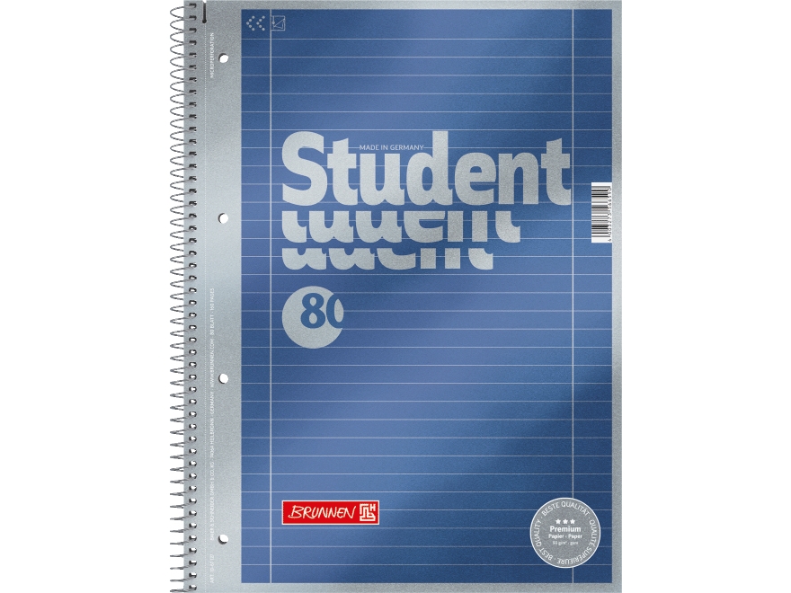 Brunnen Collegeblock Premium Student 27 Liniert Din A4 Mit Randlinie (Innen Und Außen), 5 St. (1067127)