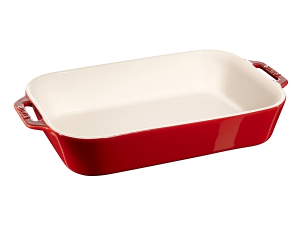 Staub keramisk bradepande, kirsebær, 34x24cm (40511-148)