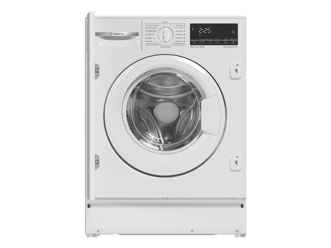 Bosch Series 6 WKD28490, Etupakkaus, Sisäänrakennettava, Valkoinen, Vasen, Valkoinen, Kääntyvä, Kosketusnäyttöinen