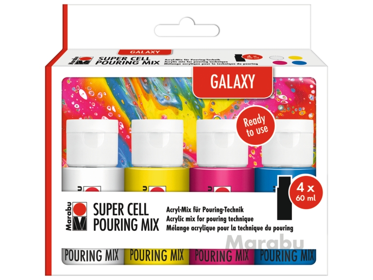 Marabu Galaxy, 60 Ml, Blau, Pink, Weiß, Gelb, Matte, Flasche, Wasserfest
