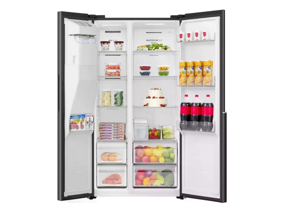 Gorenje NRS917E61BX, Vapaasti seisova, Amerikkalainen ovi, musta, 2 ovi(a), Kosketus, LED