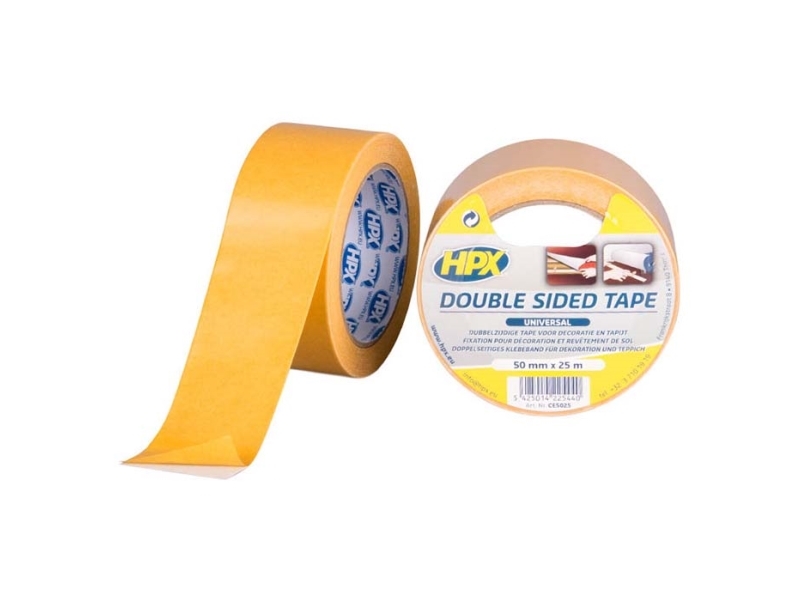 dobbeltklæbende universal tape, hvid, 50mm x 25m