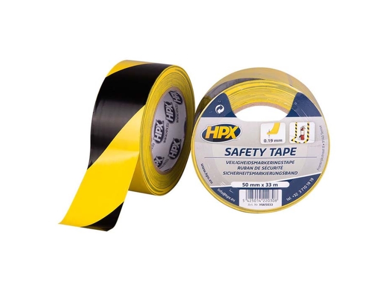 HPX-turvanauha keltainen/musta itseliimautuva 50mm x 33m