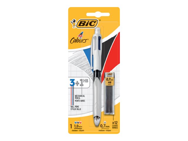 Bic 942103, Clip, Multifunktions-Kugelschreiber, Nachfüllbar, Schwarz, Blau, Rot, Silber, 1 Stück(E), Medium