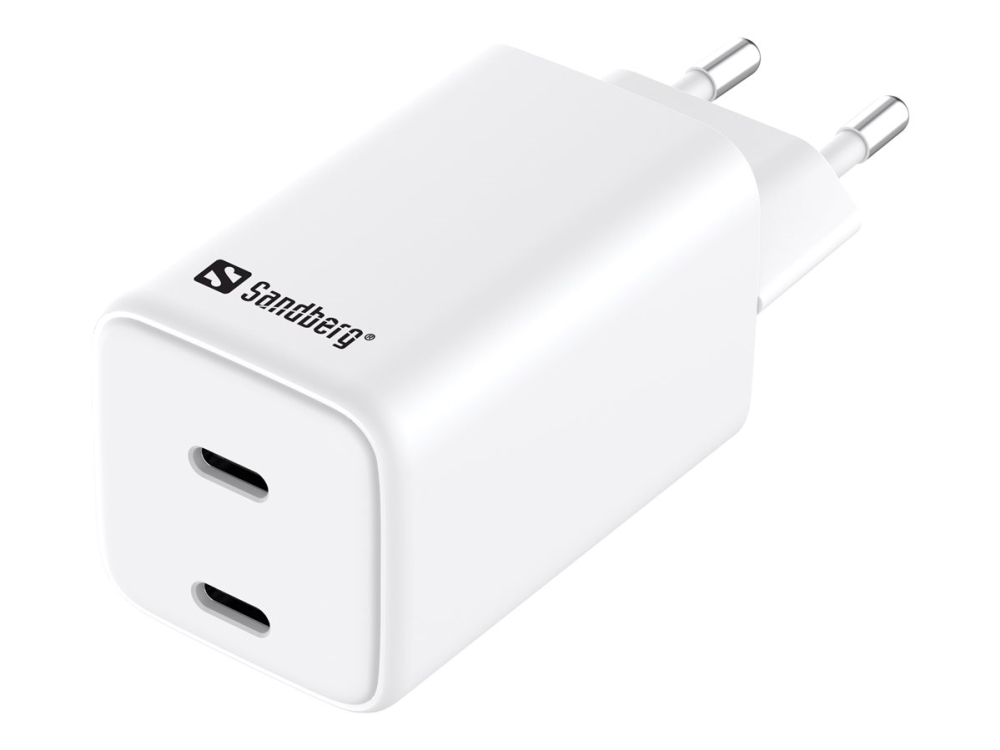 Sandberg - Strømforsyningsadapter - 65 Watt - 3.25 A - 2 Output-Stikforbindelser (Usb-C) - Europa