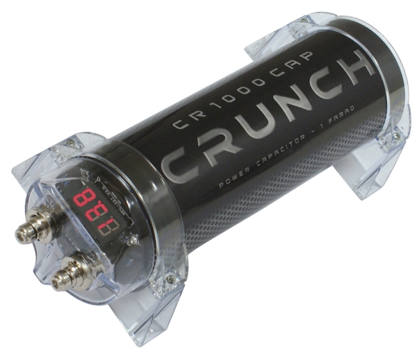 Crunch CR1000CAP, Cylindrisk, DC, 1 stk, Sort, Grå, Transparent, 1000000000 nF, 11 - 14.5 V