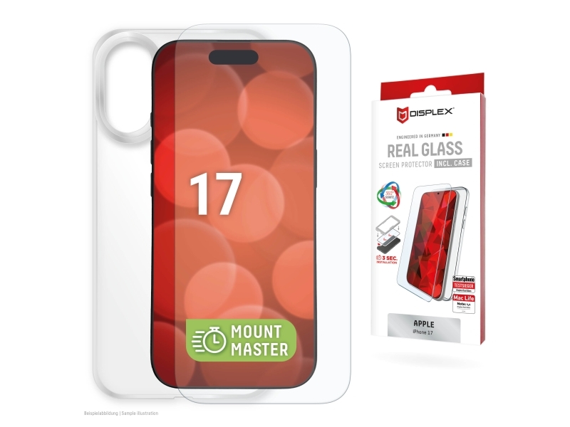 Displex Panzerglas + Schutzhülle Für Apple Iphone 17, Kratzer-Resistent, Apple, Iphone 17, Trockene Anwendung, Schmutzabweisend, Staubresistent, Schl
