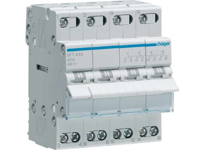 WEXØE Omskifter 4P 40A midterstilling 1-0-2
