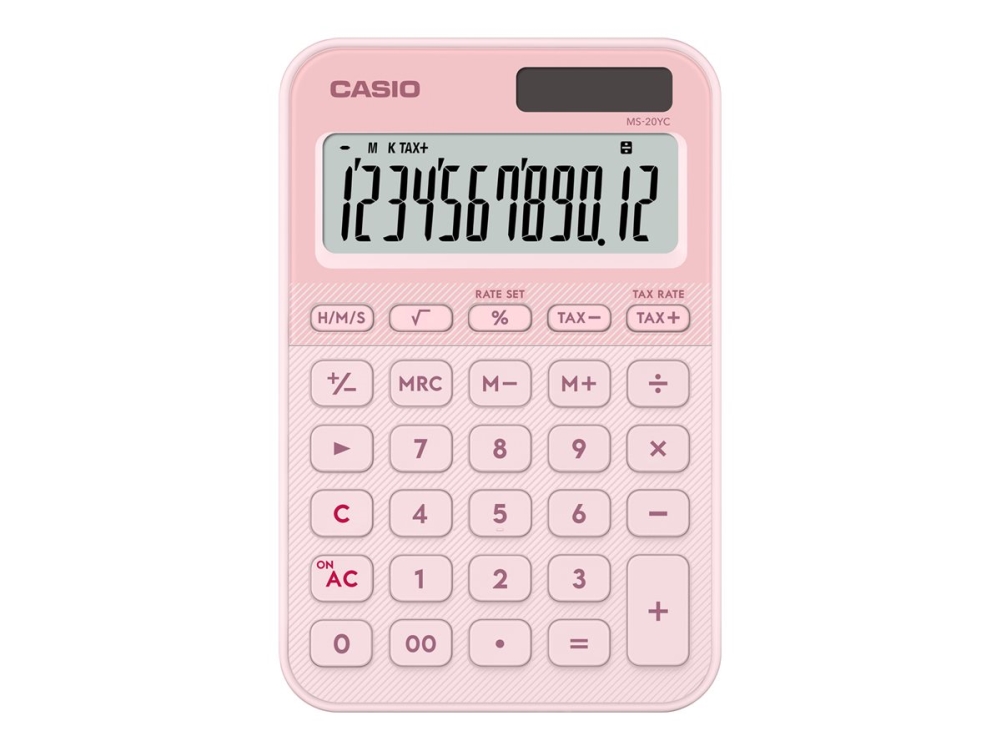 Casio MS-20YC - Skrivbordskalkylator - 12 siffror - solcellspanel, batteri - Light Pink | Kontorsmaskiner - Räknare - Kalkylatorer | GameStuff