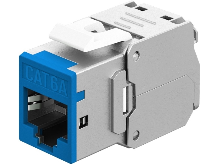 Keystone-modul RJ45 CAT 6A, STP, Slim, blå