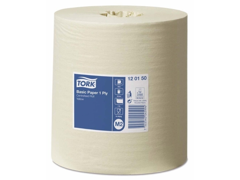 Tørkepapir Tork M2 Basic sentermatet gul 1-lags - (6 ruller per kartong)