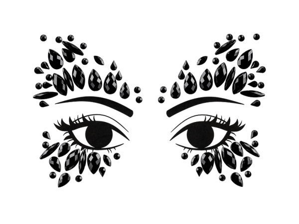 PartyDeco NDT6-010, Self-adhesive jewellery, Hunstik, Fest, Akryl, Sort, 1 Par