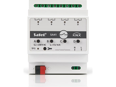 Satel KNX-SA24, Vekslingsaktuator, Montert med DIN-skinner, 8 kanaler, IP20, Hvit, AC