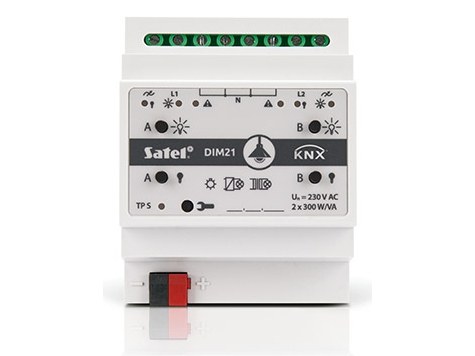 Satel KNX-DIM21, Dimmeaktuator, Montert med DIN-skinner, IP20, Hvit, 300 W, 230 V