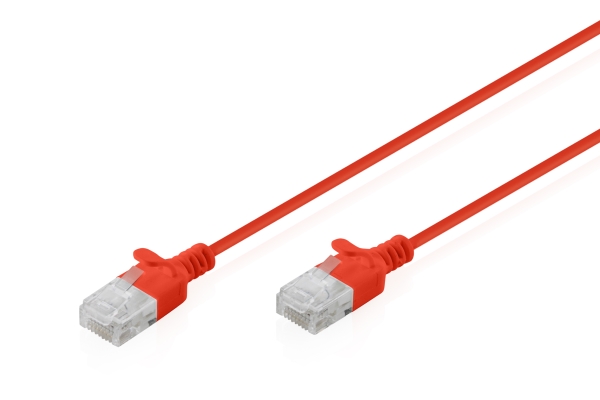 Digitus Cat 6 U-Utp Slim Patchkabel, 3 M, Rot, 3 M, Cat6, U/Utp (Utp), Rj-45, Rj-45, Rot