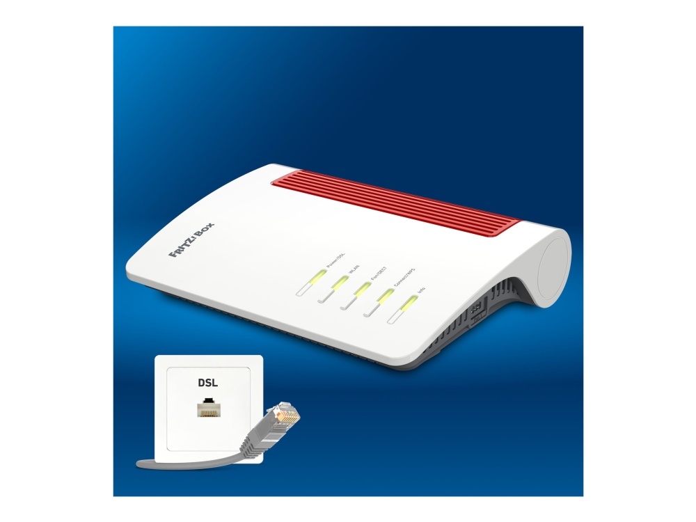 Fritz!Box 7690 - International - Trådløs Router - Dsl-Modem 3-Port Switch - 1Gbe, 2.5Gbe, Wi-Fi 7 Dual Band - Voip Telefon Adapter (Dect) - Væg-Monte