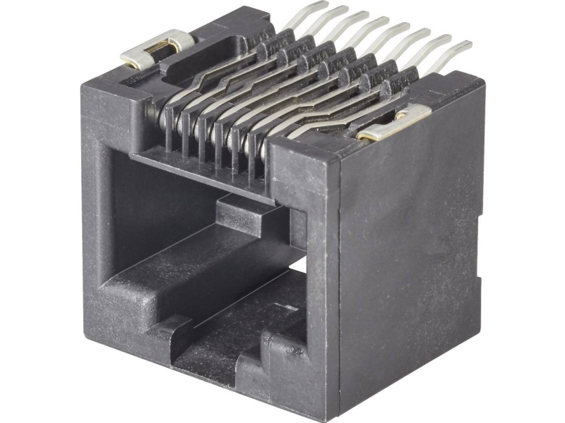 Fci Modular Jacks Rj10 Panel Stik 87180-044Lf Tilslutning, Indbygning Vandret Poler: 4P4c Sort 1 Stk