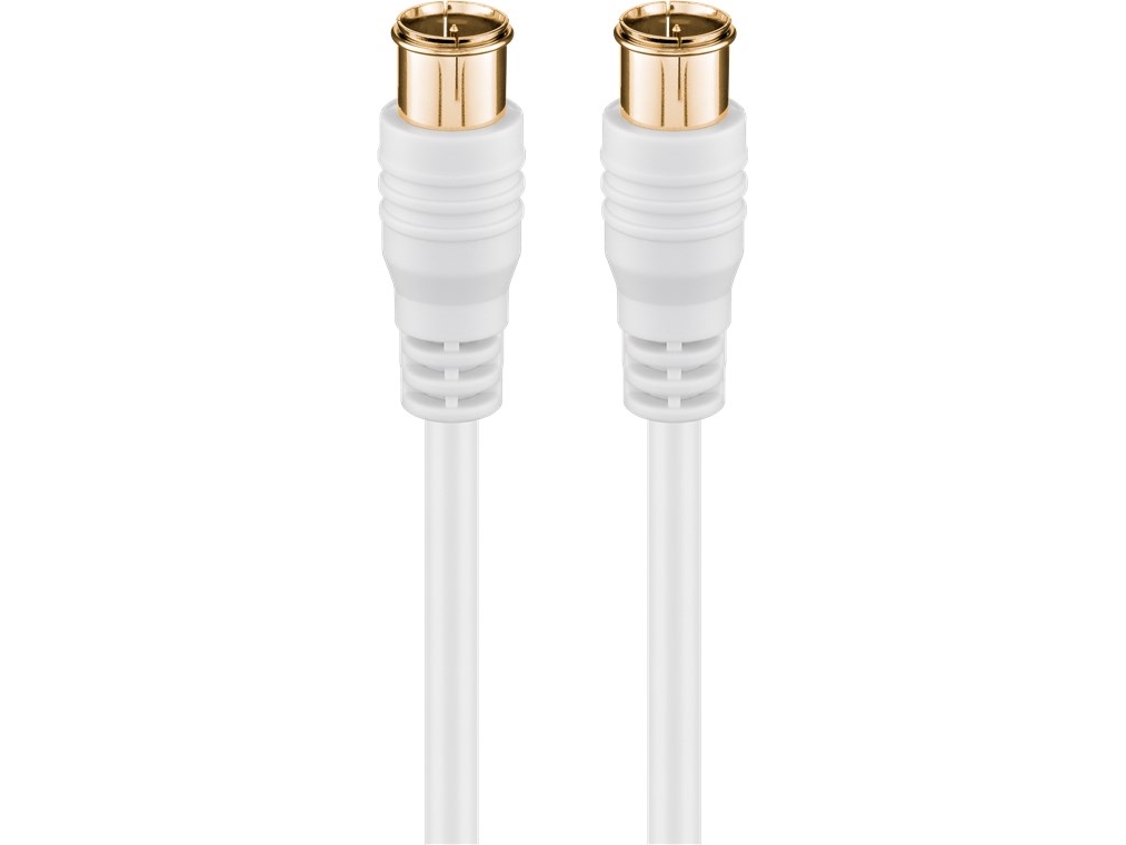 Wentronic Goobay Sat Tilslutningskabel, F-Quick, 100% Afskærmet, Forgyldt, Hvid, 2,5 M - F-Stik (Quick) Til F-Stik (Quick)
