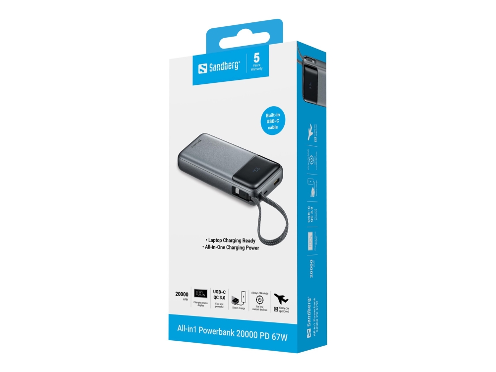 Sandberg All-In1 Powerbank 20000 Pd67w