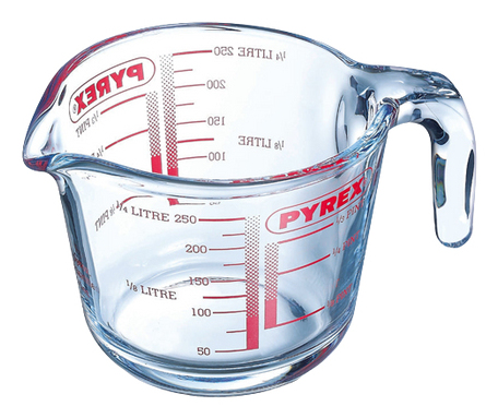 Pyrex 259B000, 0,25 l, Glas, Röd, Transparent, -40 - 350 ° C, 90 mm, 80 mm | Köksutrustning - Köksredskap - Litermått | GameStuff
