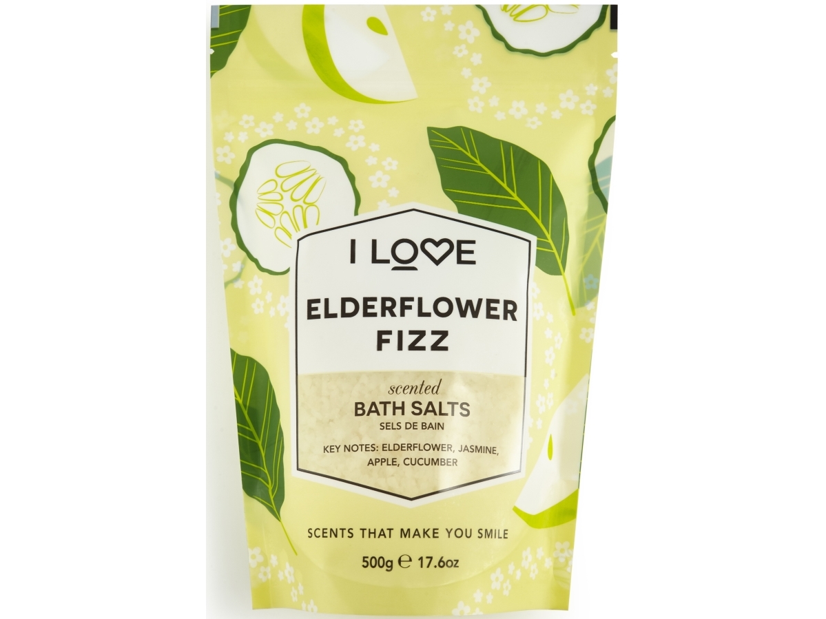 I LOVE_Scented Bath Salts rauhoittava ja rentouttava Elderflower Fizz kylpysuola 500g