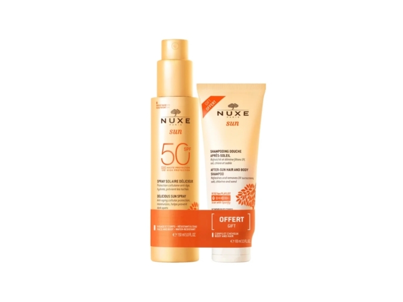 Nuxe Set: Sun After-Sun Shampoo Für Haar & Körper 100 Ml + Sun Sonnenschutz-Spray Spf 50 150 Ml (Für Frauen)