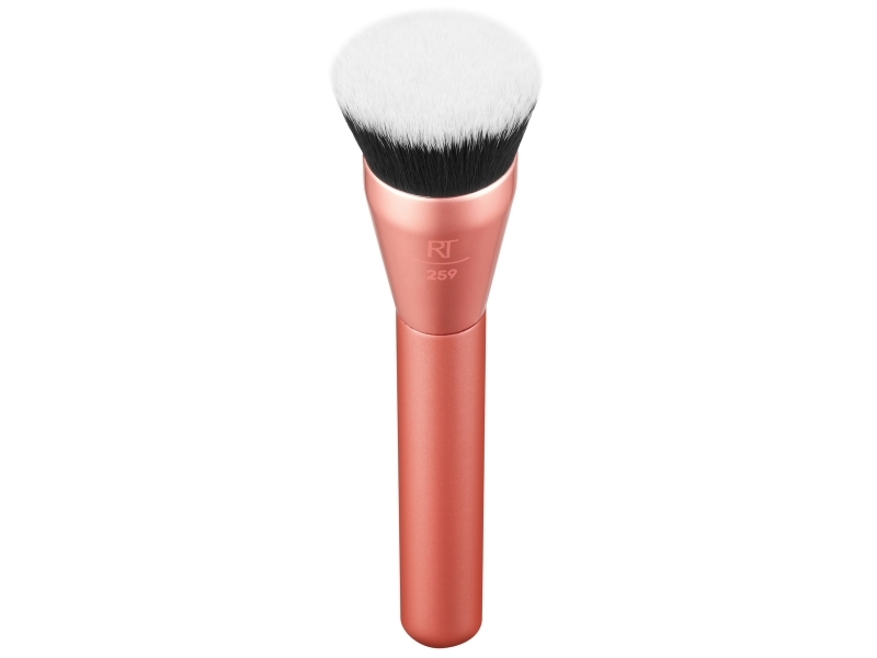 Real Techniques Glow Round Base Makeup Brush for Liquid and Cream Makeup Flat Top Foundation Brush Buffing Blending Coverage Dense Synthetic Bristles Vegan Cruelty Free 1 Count