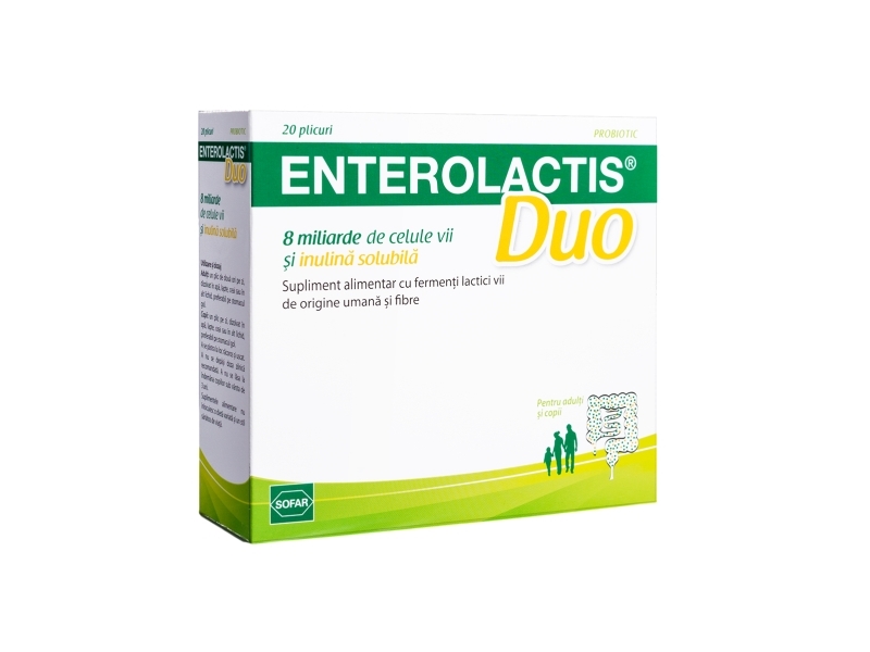 Set, Sofar, Enterolactis Duo, Lactobacillus Paracasei, Rebalances The Intestinal Flora, Vitamins, 20 pcs, 5 g