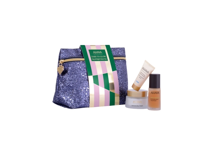 Ahava Day & Night Glow Trio Set: Extreme Day Cream 50 Ml + Time To Revitalize Extreme Night Serum 30 Ml + Cleansing Gel 15 Ml