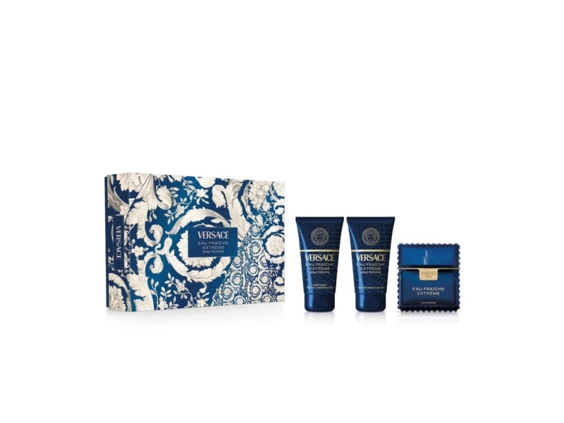 Versace-sæt: Eau Fraiche Extreme, Eau de Parfum (mænd) 50 ml + Shower Gel 50 ml + Moisturising After-Shave Balm 50 ml